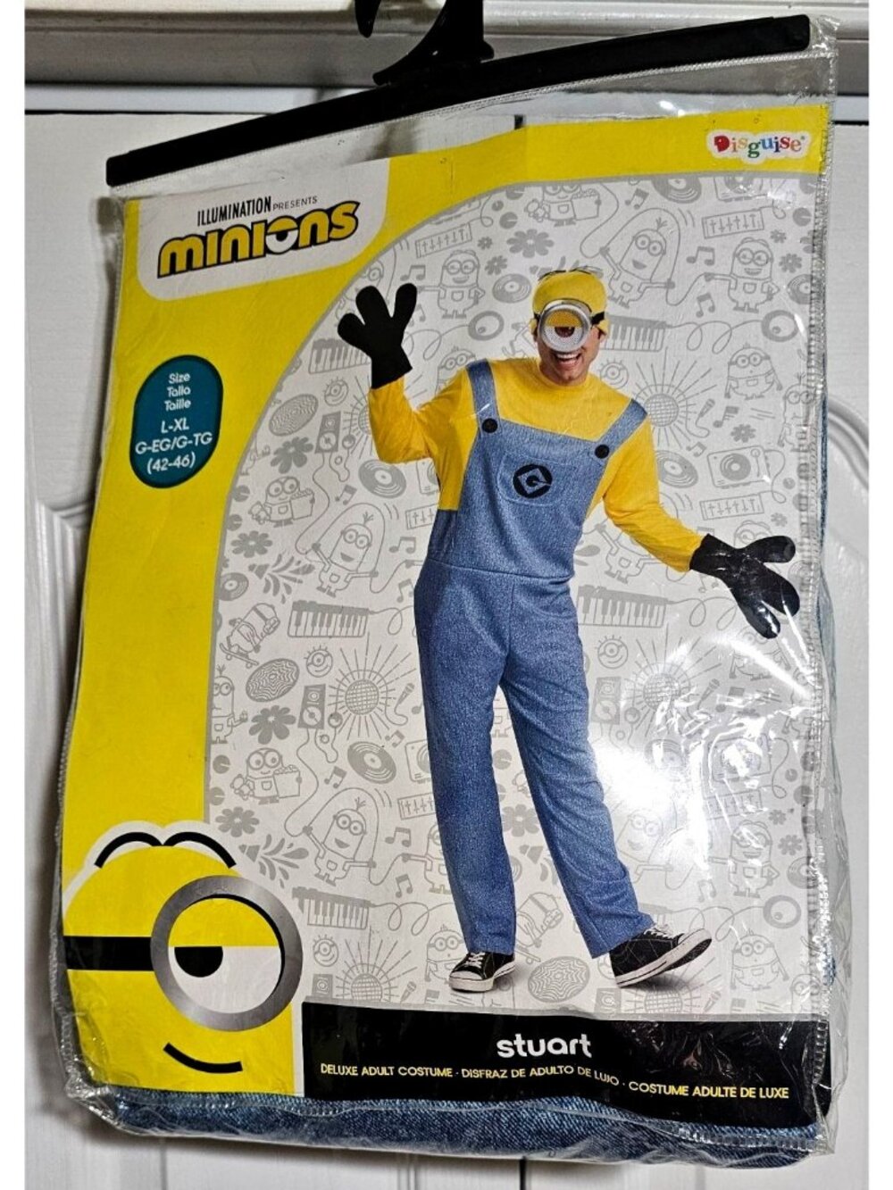 Despicable Me Minion Stuart Deluxe Costume Adult XL Goggles Hat Gloves Disguise